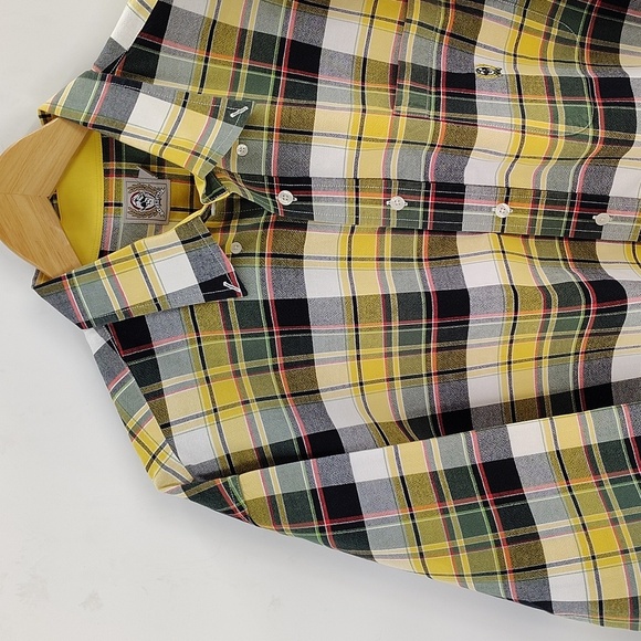 Cinch yellow green & black plaid button up Shirt Men's XL Plaid Button-Up - Picture 2 of 8
